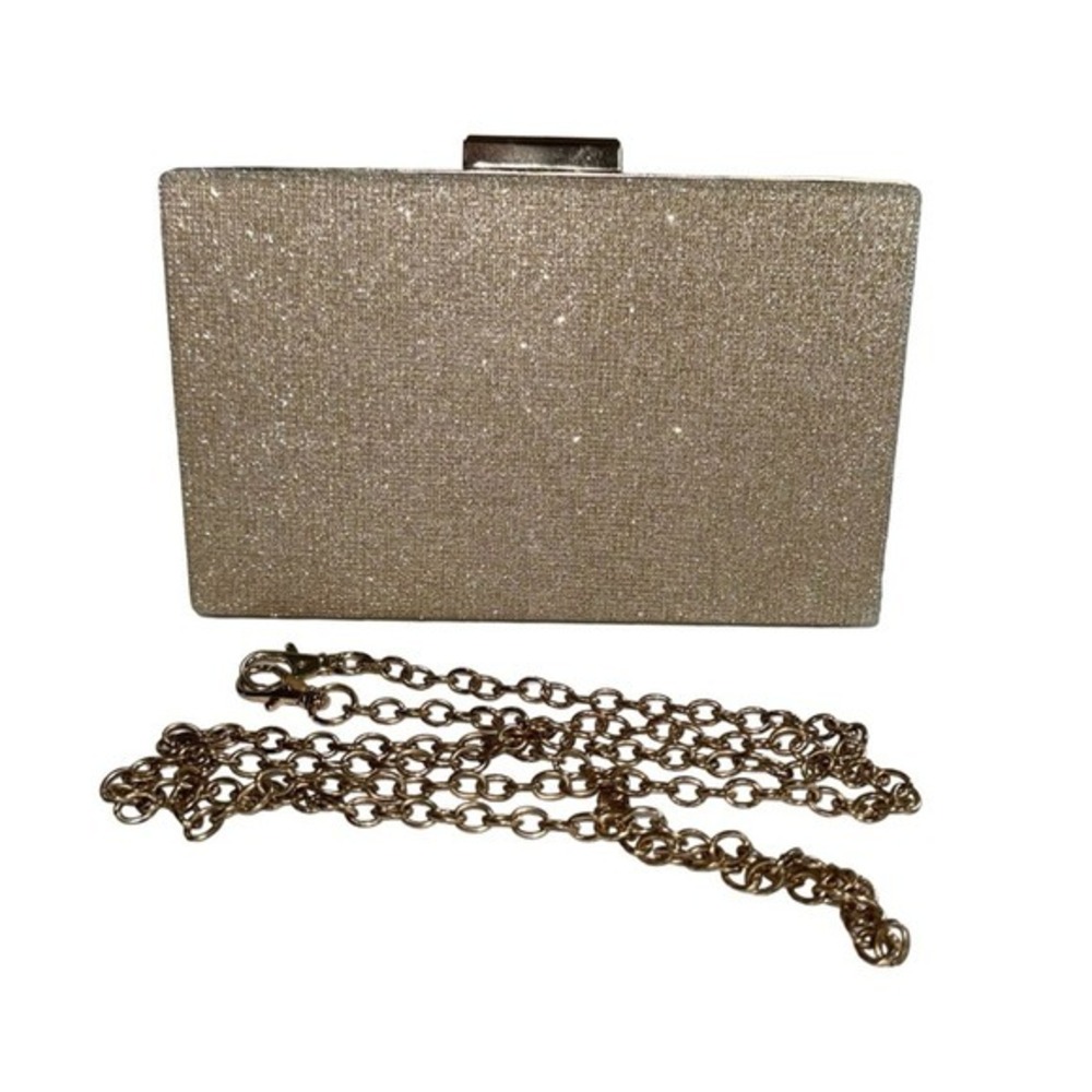 4/$40 Gold Tone Chain‎ Strap Fashion Evening Shimmer Clutch Bag